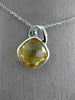 ESTATE 2.91CT DIAMOND & AAA CITRINE 14KT WHITE GOLD SQUARE LEAF FLOATING PENDANT