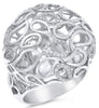 ESTATE WIDE .40CT DIAMOND 14KT WHITE GOLD 3D MULTI LEAF CLUSTER FUN RING