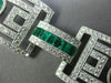 ESTATE WIDE 15.75CT DIAMOND & AAA EMERALD 18KT WHITE GOLD SQUARE TENNIS BRACELET
