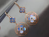 ESTATE LARGE .17CT DIAMOND & BLUE MOTHER OF PEARL 14K ROSE GOLD HANGING EARRINGS
