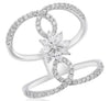 WIDE .79CT DIAMOND 14KT WHITE GOLD 3D ROUND & MARQUISE FLOWER LOVE KNOT RING