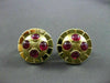 ANTIQUE LARGE 2.50CT AAA ROUND RUBY 18KT YELLOW GOLD CABOCHON EARRINGS #19166