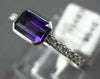ESTATE .70CT DIAMOND & AAA AMETHYST 14KT WHITE GOLD EMERALD CUT BEZEL FUN RING