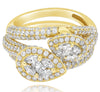 WIDE 2.76CT DIAMOND 14KT YELLOW GOLD MULTI SHAPE INVISIBLE MULTI ROW SNAKE RING