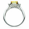 ESTATE LARGE 2.25CT WHITE & FANCY YELLOW DIAMOND 18K WHITE GOLD ENGAGEMENT RING