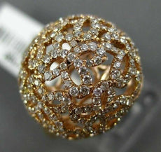 ESTATE LARGE 1.26CT DIAMOND 14KT ROSE GOLD 3D FILIGREE DOME SHAPE BUTTERFLY RING