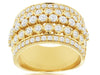 LARGE 2.0CT DIAMOND 14KT YELLOW GOLD 3D MULTI ROW SEMI ETERNITY ANNIVERSARY RING
