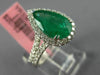 ESTATE 3.32CT DIAMOND & AAA EMERALD 18K WHITE GOLD 3D PEAR SHAPE ENGAGEMENT RING
