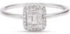 ESTATE .20CT DIAMOND 14KT WHITE GOLD ROUND & BAGUETTE CLUSTER HALO PROMISE RING