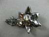 ESTATE LARGE .42CT ROUND DIAMOND 14KT BLACK GOLD 3D FLOWER LEAF HANGING EARRINGS