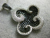 LARGE 1.97CT WHITE & BLACK DIAMOND 18KT WHITE GOLD FLOWER WAVE PENDANT & CHAIN