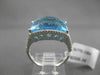 ESTATE WIDE 6.43CTW DIAMOND & AAA BLUE TOPAZ 14KT WHITE GOLD 3D RECTANGULAR RING