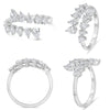 WIDE 1.15CT DIAMOND 14KT WHITE GOLD 3D PEAR SHAPE CRISS CROSS ANNIVERSARY RING