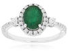 1.50CT DIAMOND AAA EMERALD 14K WHITE GOLD OVAL 3 STONE FRIENDSHIP ENGAGEMNT RING