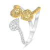 LARGE 1.21CT WHITE & FANCY YELLOW DIAMOND 14KT 2 TONE GOLD MULTI SHAPE LOVE RING