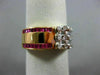 ANTIQUE .47CT DIAMOND & AAA RUBY 14K WHITE & YELLOW GOLD 3D COCKTAIL RING #18761