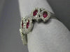 ESTATE WIDE 1CT DIAMOND & ROUND RUBY 14KT WHITE GOLD MULTI LEAF ETOILE LOVE RING