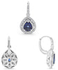 2.9CT DIAMOND & AAA SAPPHIRE 18KT WHITE GOLD PEAR SHAPE & ROUND HANGING EARRINGS
