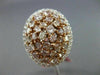 ESTATE EXTRA LARGE 4.23CT MULTI COLOR DIAMOND 18K WHITE & ROSE GOLD 3D OVAL RING