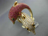 EXTRA LARGE 5.35CT DIAMOND & AAA PINK RUBY 18K ROSE GOLD DOUBLE DOLPHIN FUN RING