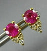 ANTIQUE 1.20CT DIAMOND & AAA RUBY 14KT YELLOW GOLD CLUSTER STUD EARRINGS #18909