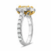 ESTATE LARGE 2.82CT WHITE & FANCY YELLOW DIAMOND 18K 2 TONE GOLD ENGAGEMENT RING
