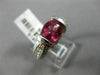 ESTATE WIDE 2.50CT DIAMOND & PINK TOURMALINE 14K WHITE GOLD OVAL ENGAGEMENT RING