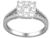 ESTATE 1.0CT DIAMOND 14KT WHITE GOLD 3D ROUND CLASSIC CLUSTER LOVE RING