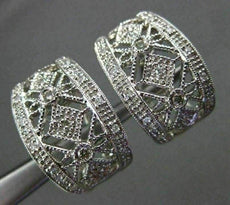 ANTIQUE LARGE .35CT DIAMOND 14KT WHITE GOLD FILIGREE CLIP ON EARRINGS #18194