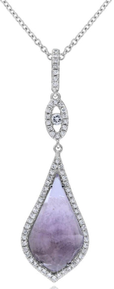 2.70CT DIAMOND & AAA WHITE TOPAZ & AAA AMETHYST 14KT WHITE GOLD 3D HALO PENDANT