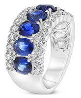LARGE 4.15CT DIAMOND & AAA SAPPHIRE 14K WHITE GOLD OVAL & ROUND ANNIVERSARY RING
