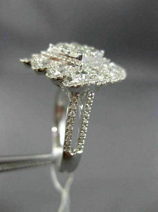 ESTATE EXTRA LARGE 2.24CT DIAMOND 18KT WHITE GOLD 3D FLOWER SQUARE ETOILE RING