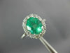 2.80CT DIAMOND & AAA EMERALD 18K WHITE GOLD 3D OVAL HALO CLASSIC ENGAGEMENT RING