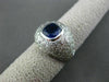 ESTATE LARGE 2.90CT DIAMOND & AAA SAPPHIRE 18KT WHITE GOLD PAVE ENGAGEMENT RING