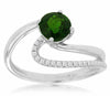 ESTATE 1.10CT DIAMOND & AAA RUSSALITE 14KT WHITE GOLD ROUND SWIRL SOLITAIRE RING