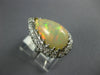 ANTIQUE LARGE 2.75CT DIAMOND & AAA OPAL 14KT WHITE GOLD 3D PEAR SHAPE RING #1049