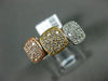 ESTATE WIDE .45CT DIAMOND 14KT TRI COLOR GOLD SQUARE CLUSTER STACKABLE FUN RING
