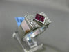 ESTATE LARGE 1.01CT DIAMOND & AAA RUBY 18K WHITE GOLD 3D BOW SHAPE FILIGREE RING