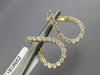 1.42CT DIAMOND 14KT YELLOW GOLD 3D OPEN TEAR DROP SIDEWAYS HOOP HANGING EARRINGS