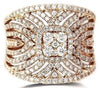 WIDE 1.25CT DIAMOND 14K YELLOW GOLD MULTI LEAF SQUARE CLUSTER MULTI ROW FUN RING