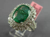 ESTATE LARGE 3.33CT DIAMOND & AAA EMERALD 18K WHITE GOLD FLIGREE ENGAGEMENT RING