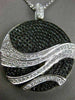 LARGE 2.21CT WHITE & BLACK DIAMOND 18KT WHITE GOLD 3D CIRCULAR WAVE FUN PENDANT