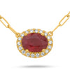 1.27CT DIAMOND & AAA RUBY 14KT YELLOW GOLD 3D OVAL SOLITAIRE HALO LOVE NECKLACE