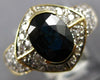 2.07CT DIAMOND & AAA SAPPHIRE 14K YELLOW GOLD 3D OVAL SEMI BEZEL ENGAGEMENT RING