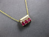 SMALL .37CT DIAMOND & AAA RUBY 14KT YELLOW GOLD 3D SQUARE FUN FLOATING PENDANT