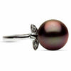 ESTATE .05CT DIAMOND & AAA TAHITIAN PEARL 14KT WHITE GOLD FLOWER BUTTERFLY RING