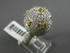 EXTRA LARGE 3.50CT WHITE & INTENSE YELLOW DIAMOND 18KT WHITE GOLD PAVE DOME RING