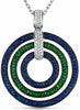 LARGE 4.32CT DIAMOND AAA SAPPHIRE & TSAVORITE 18KT WHITE & BLACK GOLD 3D PENDANT