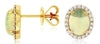 2.08CT DIAMOND & AAA OPAL 14K YELLOW GOLD OVAL & ROUND HALO FLOWER STUD EARRINGS