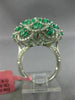 ESTATE LARGE 4.04CT DIAMOND & AAA EMERALD 18K WHITE GOLD 3D FLOWER FILIGREE RING